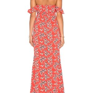 FLYNN SKYE Bardot Maxi Dress RED worn once, LARGE